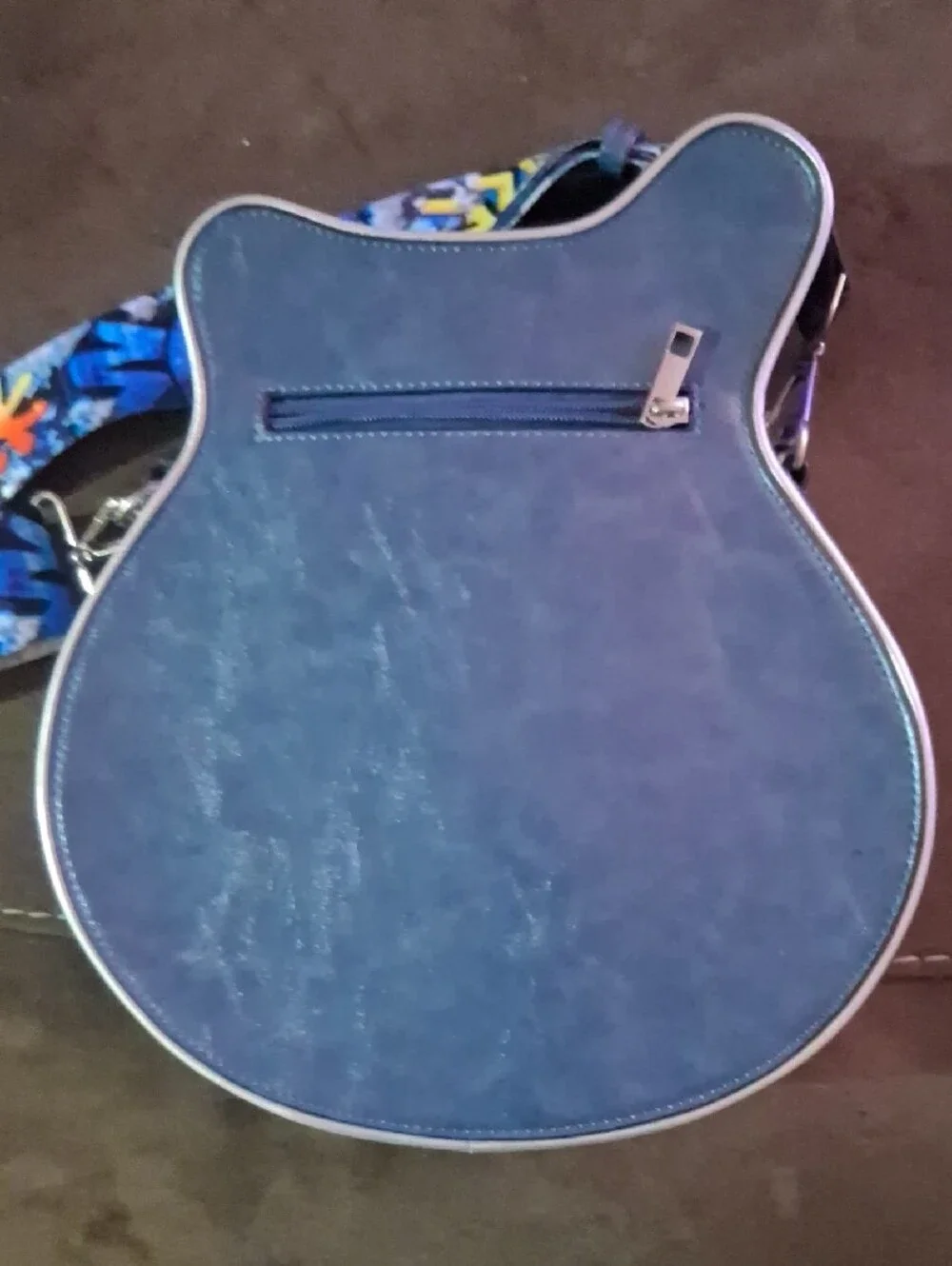 Blue Guitar-Shaped Crossbody Phone Bag - Unbranded